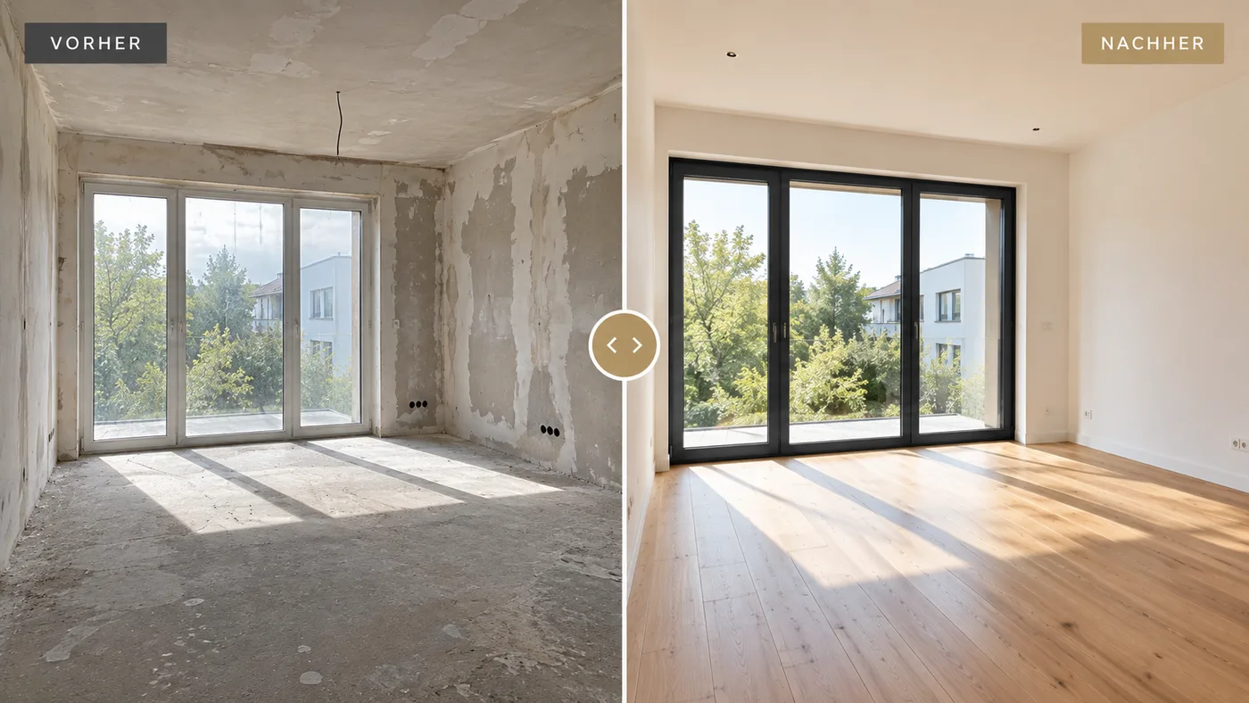 Wohnungsrenovierung im Vorher-Nachher-Vergleich